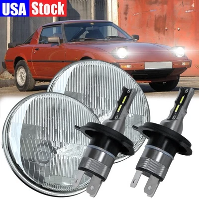 Par de faros LED redondos de haz alto-bajo de 7 pulgadas para Mazda RX-7 1979-1984 1985 Foto 1 de 4