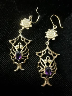 orecchini vittoriani amatista micro perle - Immagine 1 di 4