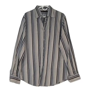 PERRY ELLIS Men's Striped Dress Formal Shirt NEW 100% Cotton L Business Casual - Picture 1 of 6
