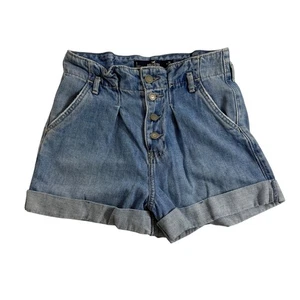 Hollister Denim Mom Shorts Ultra High Rise Button Fly Cuffed Blau Größe 1 W25 - Bild 1 von 4