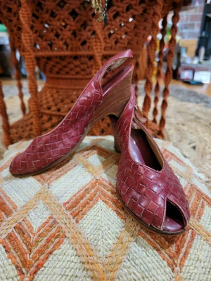 Sandalias vintage Etienne Agner de cuero con tira trasera punta abierta Foto 1 de 4