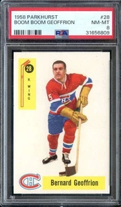 1958-59 Parkhurst #28 Bernie Geoffrion PSA 8 Canadiens HOF *ML70-552 - Picture 1 of 2