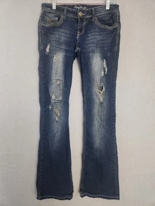 Amethyst Distressed Flare Jeans Womens Size 7 Blue Denim Cotton Blend - Picture 1 of 13