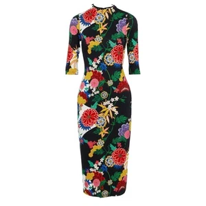 Alice Olivia Delora Midi Dress 2 Valley Lake Floral Bodycon - Picture 1 of 8