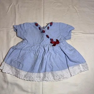 Vintage 80er Jahre Sesamstraße Baby Kleid blau geblümt Größe 18 Monate - Bild 1 von 7