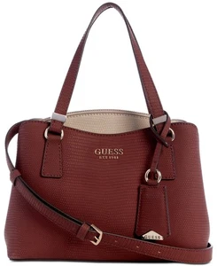 $128. Guess Lyndi Small Triple Compartment Girlfriend Satchel Merlot Multi Gold - Picture 1 of 4