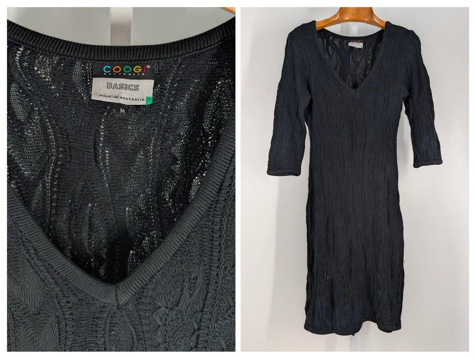Vestido Coogi Australia Basics Vintage Años 90 Y2K Negro Algodón Mercerizado M Jurador  Foto 1 de 4