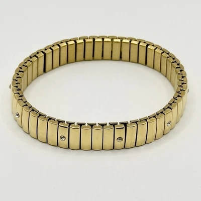 水钻金色膨胀弹力手链手镯不锈钢 7 英寸 — 第 1/4 张图片