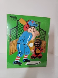 Vintage Playskool Puzzle Little Leaguer Wooden Puzzle Complete  - Foto 1 di 3