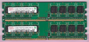 1GB 2x512MB PC2-4200 HYNIX DDR2-533 HYMP564U64BP8-C4 AB-A DESKTOP RAM MEMORY KIT - Picture 1 of 2