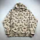 Teddy Fresh Hoodie Sweatshirt Adult Medium Tan Brown Toile All Over Print Trees