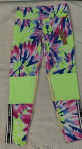 NWT Justice Ankle Tie-Dye Color Block Leggings Logo Tech Pocket Size L (12/14) - Picture 1 of 9
