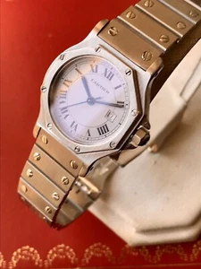 Ladies Genuine Cartier Santos Ronde 2965 Automatic 25 jewel Watch Serviced Boxed - Picture 1 of 14