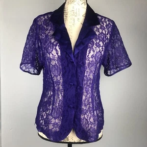 Vintage Victorias Secret Nachtschlafhemd Größe S lila transparent Knopfleiste geblümt - Bild 1 von 18