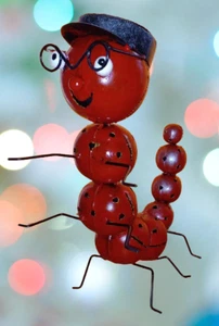 Raupe, Tausendfüssler Gr."S", Rot, Handarbeit, Blechfigur, Gartendeko, Lustig - Bild 1 von 6