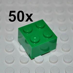 LEGO PARTS - 50X GREEN BRICKS 2X2 STUDS/SQUARE BUILDING BLOCKS/3003 - Picture 1 of 1