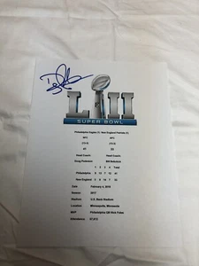 DOUG PEDERSON SUPER BOWL LII SIGNED AUTOGRAMMBOGEN PHILADELPHIA EAGLES SELTEN - Bild 1 von 3