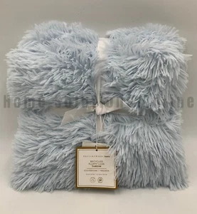 Pottery Barn Teen Fluffy Luxe Faux Fur Throw Blanket Blue 45" x 60" #F56K - Picture 1 of 4