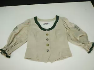 Trachtenmieder beige Alphorn Mieder mit Stickerei und Rüsche Corsage Gr.44 - Bild 1 von 5