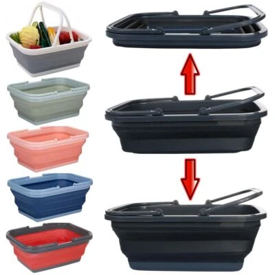 Faltkorb 2 Griffe POP-UP Camping Korb Tragekorb Picknick Kiste faltbare Schüssel - Bild 1 von 4