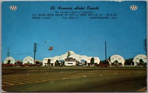 Postal Montgomery, Alabama década de 1950 ST. FRANCIS HOTEL TRIBUNALES autopista 31 carretera - Imagen 1 de 2