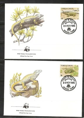 Turk & Caicos SC # 710-713 Iguanas FDC. World Wide Fund Covers - Image 1 of 2