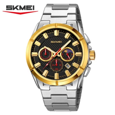 SKMEI Men Quartz Watch Silver Steel Business Male Wristwatch Multifunction Watch - Image 1 of 4
