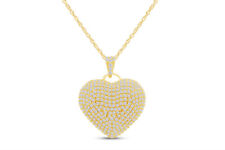 2.5Ct Heart Pendant Necklace Simulated Diamond 14K Yellow Gold Plated Silver 18"