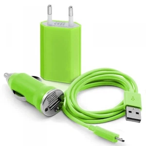 Chargeur 3 en1 Secteur Usb Data vert pour Xiaomi Mi A2 Lite - Photo 1 sur 2