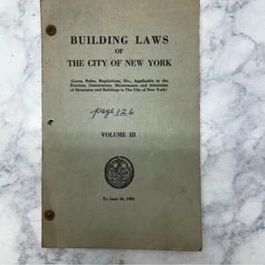 Building laws city of New York vintage ephemera volume 111 Bernard gillroy 1951 - Picture 1 of 9