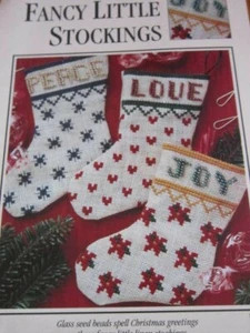 Cross Stitch MINI 5" Christmas Stockings Pattern ONLY Mill Hill Glass Beading  - Picture 1 of 7