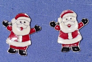 Santa Clause small waving arms red white black Post earrings 3/4 "L W - Picture 1 of 6