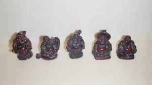 Kleine geschnitzte rote asiatische Zinnober Harz Buddha Statue Figur Lot ~ 2 Zoll - Bild 1 von 6
