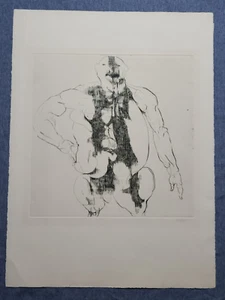 Acquaforte LEONARD BASKIN anni '60 "LO SCERIFFO" matita firmata numerata 14/60 - Foto 1 di 7