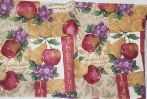 Flannel Back Vinyl Tablecloth 52"x70" Oblong, APPLES,PEARS, GRAPES, THANKFUL, HP - Picture 1 of 20