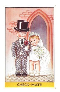 Check-Mate Wedding Children Postcard by Viola Chess Salmon 4634 - Picture 1 of 2