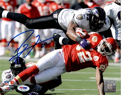 RAY LEWIS #52 PSA/DNA SIGNED 8x10 PHOTOGRAPH CERTIFIED AUTOGRAPH ITP RAVENS . - Image 1 of 3