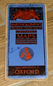 Great Vintage Bartholomew’s Half Inch Contoured Sheet Map, Oxford, 1940s A.F. - Picture 1 of 24