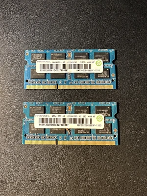 Ramaxel 8GB 2x4GB PC3-10600S DDR3 Laptop Memory RAM RMT3020EC58E9F-1333 - Image 1 of 2