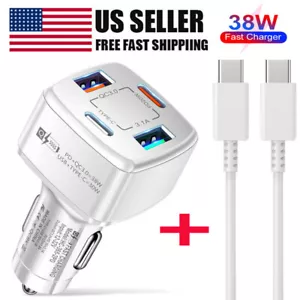 For Motorola Moto G Pure G Stylus 38W USB-C Fast Car Charger + 6ft/3ft PD Cable - Picture 1 of 14