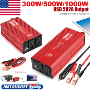 300/500W/1000W Car Power Inverter DC 12V to AC 110V Converter Outlet USB Charger - Picture 1 of 26