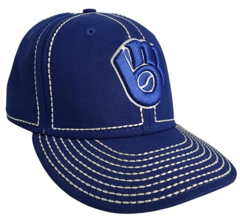 Vintage Wool Milwaukee Brewers Hat Ball Cap Thick Stitch Blue White 7 1/8 MLB Cover