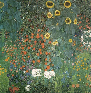 Gustav Klimt Sunflowers - Framed Canvas - abstract vintage art wall decor - Picture 1 of 5