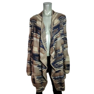 Lucky Brand Cardigan Sweater Size S Lightweight Open Front Southwest Brown Blue - Picture 1 of 5