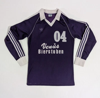 Camiseta de fútbol Adidas vintage años 70 púrpura #9 talla M mediana hecha en Alemania Occidental Foto 1 de 4