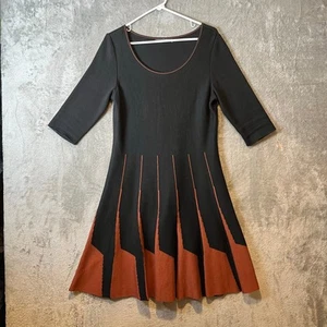 Peruvian Connection Parc Royal Kleid Größe Small Schwarz Kupfer Pima Strick - Bild 1 von 5