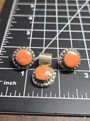 Juego de pendientes de plata de ley 925 cristal naranja turquesa coral concha colgante Foto 1 de 4