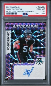 🔥🏈🔥2022 Panini Mosaic Drake London RC Rookie Purple Mosaic Auto /49🔥PSA 10 - Bild 1 von 3