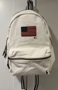 Polo Ralph Lauren Rucksack amerikanische Flagge RL Patch Estate cremeweiß Canvas neu mit Etikett - Bild 1 von 9