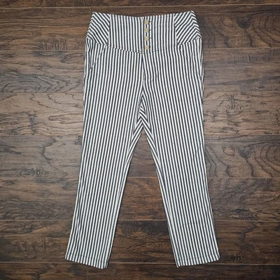 Free People Blue White Stripe Frankie High-Rise Pants Womens Skinny Size 10 - Image 1 of 4
